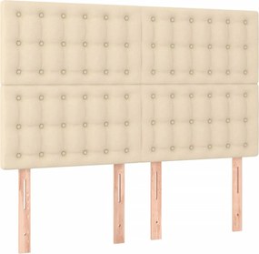 vidaXL Κρεβάτι Boxspring με Στρώμα &amp; LED Κρεμ 140x200 εκ. Υφασμάτινο