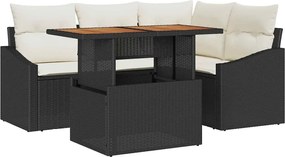 vidaXL Σετ Καναπέ Κήπου με αποθήκευση 5 pcs Μαύρο Πολυ ράταν