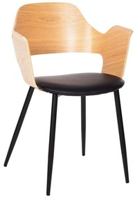 Καρέκλα Velp HM9616.01 55,5x50x79cm Με Μεταλλικά Πόδια Από Ξύλο Natural-Black Metal, Fabric, Technoderma