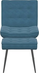 vidaXL Πολυθρόνα Relax Μπλε Βελούδινη με Σκαμπό