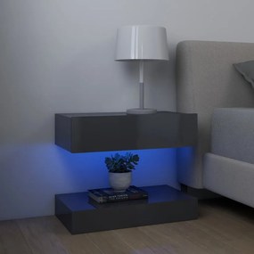 vidaXL Κομοδίνο Γυαλιστερό Γκρι 60 x 35 εκ. από Μοριοσανίδα