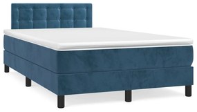 VidaXL Κρεβάτι Boxspring με Στρώμα & LED Σκ. Μπλε 120x190εκ. Βελούδινο