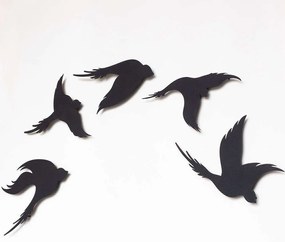 Διακοσμητικό Τοίχου Birds (Σετ 5Τμχ) 507ATP1154 15x30/20x30/25x30cm Black Wallity Ατσάλι