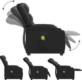 vidaXL Πολυθρόνα Μασάζ Ανακλινόμενη Μαύρη από Συνθετικό Δέρμα