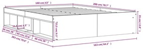 Πλαίσιο Κρεβατιού Γκρι Σκυροδέματος 160 x 200 εκ. - Γκρι