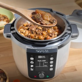 Πολυμάγειρας Instant Pot Pro Max, 1200W, 5,7 L, 105 kP, 10 προγράμματα, Nutriboost, WiFi, Οθόνη LCD, Ανοξείδωτο ατσάλι, Λευκό/ματ