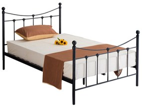 Κρεβάτι ArteLibre SOPHIE Μεταλλικό Sandy Black 210x128x110cm (Στρώμα 120x200cm)