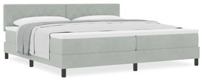 vidaXL Κρεβάτι με Στρώμα Box Spring  Γκρι Ανοιχτό 200x200 εκ Βελούδο