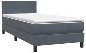 vidaXL Κρεβάτι Boxspring με Στρώμα Σκούρο Γκρι 90x220 εκ. Βελούδινο