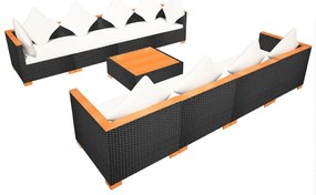 vidaXL Σαλόνι Κήπου 9 Τεμαχίων Μαύρο από Συνθετικό Ρατάν με Μαξιλάρια