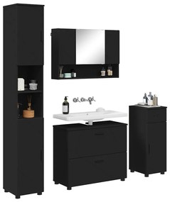 vidaXL Σετ Επίπλων Μπάνιου με συρτάρι 4 pcs Μαύρο 30 x 35 x 192 εκ.