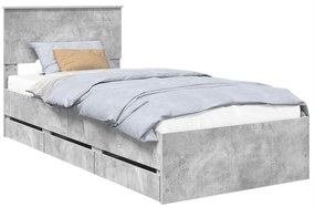 vidaXL Σκελετός Κρεβατιού Σκυρόδεμα Γκρι 75 x 190 cm Μηχανήματος Ξύλο