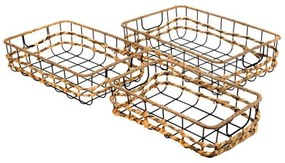 Καλάθια Διακοσμητικά (Σετ 3Τμχ) 374-124-040 Black-Beige Metal,Wicker