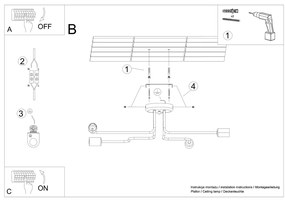 Sollux Φωτιστικό οροφής VECTOR 4 μαύρο,ατσάλι,Ε27 4xmax 15W LED