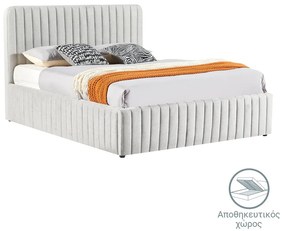 Κρεβάτι διπλό Zilin pakoworld ύφασμα γκρι-μπεζ 160x200εκ Model: 279-000002
