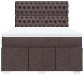 Κρεβάτι Boxspring με Στρώμα Σκούρο Καφέ 140x190 εκ. Υφασμάτινο - Καφέ