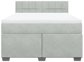 Κρεβάτι Boxspring με Στρώμα Ανοιχτό Γκρι 160x200 εκ. Βελούδινο - Γκρι