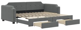 vidaXL Καναπές Κρεβάτι Συρόμενος Σκούρο Γκρι 90x190 εκ Ύφασμα Συρτάρια