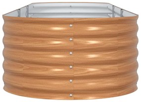 vidaXL Ψηλό Κρεβάτι Κήπου Καφέ με Ξύλινη Όψη 320 x 80 x 44 εκ. από Χάλυβα