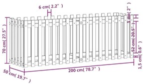 Ζαρντινιέρα με Σχέδιο Φράχτη 200x50x70 εκ. Μασίφ Ψευδοτσούγκα - Καφέ