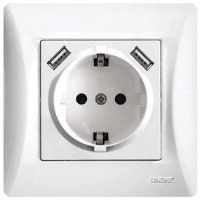 Πρίζα Σούκο-USB 2 Θύρες Λευκό H-Series 50-00133-1 Lineme 50-00133-1