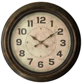 Ρολόι τοίχου Napol Inart σε μαύρη αντικέ και χρυσή απόχρωση Φ55.9x5.8εκ 55.9x55.9x5.8 εκ.