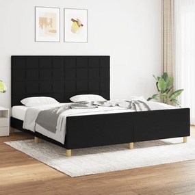 Πλαίσιο Κρεβατιού με Κεφαλάρι Μαύρο 180x200 εκ. Υφασμάτινο