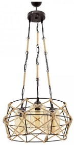 Ceiling lamp MINA three-light hanging metal with rope Black Φ48x106 cm 48x48x106 εκ.