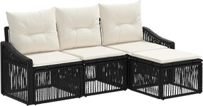 vidaXL Σετ Καναπέ Κήπου 4 pcs Μαύρο συνθετικό ρατάν
