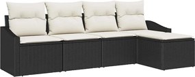 vidaXL Σετ Καναπέ με μαξιλάρι 5 pcs Μαύρο συνθετικό ρατάν