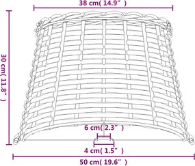 vidaXL Καπέλο Φωτιστικού Λευκό Ø50x30 εκ. από Wicker
