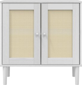 vidaXL Ντουλάπι SENJA Λευκό / Όψη Ρατάν 80x35x80 εκ. Μασίφ Ξύλο Πεύκου