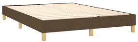 vidaXL Κρεβάτι Boxspring με Στρώμα &amp; LED Σκ.Καφέ 140x200 εκ Υφασμάτινο