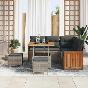 vidaXL Σετ Καναπέ Κήπου 8 pcs Γκρι Πολυέστερ και Κατασκευασμένο Ατσάλι