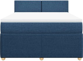 vidaXL Κρεβάτι Boxspring με Στρώμα Μπλε 140x200 εκ. Υφασμάτινο