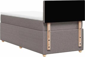 vidaXL Κρεβάτι Boxspring με Στρώμα Taupe 90x200 εκ. Υφασμάτινο