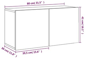 Ντουλάπια Τοίχου Τηλεόρασης 2 Τεμ. Γκρι Sonoma 80 x 30 x 41 εκ. - Γκρι