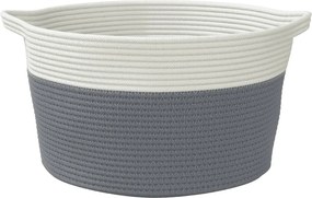vidaXL Καλάθι Αποθήκευσης Γκρι και Λευκό Ø40 x 25 εκ. Βαμβακερό