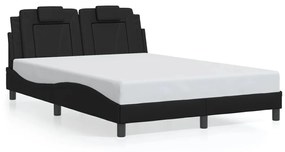 Πλαίσιο Κρεβατιού με LED Μαύρο 140x190 εκ. Συνθετικό Δέρμα