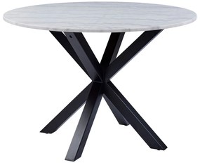 Τραπέζι Oakland 306, Μαύρο ματ, Λευκό μάρμαρο, 76cm, 62 kg, Μάρμαρο, Μέταλλο | Epipla1.gr