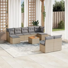 vidaXL Patio Sofa Set 10-θέσια Mix Beige and Light Grey
