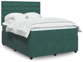 Κρεβάτι Boxspring με Στρώμα Σκούρο Πράσινο 160x200εκ. Βελούδινο