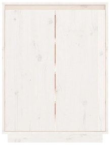 Παπουτσοθήκη Λευκή 60 x 35 x 80 εκ. από Μασίφ Ξύλο Πεύκου - Λευκό