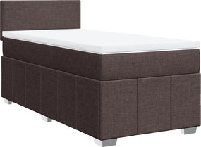 vidaXL Κρεβάτι Boxspring με Στρώμα Σκούρο Καφέ 100x200 εκ. Υφασμάτινο
