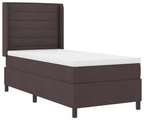 vidaXL κρεβάτι box spring  με στρώμα & LED καφέ σκούρο 100x200 εκ. υφάσματος