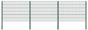 vidaXL Πάνελ Περίφραξης με Στύλους Σιδερένιο Πράσινο 522 x 120 εκ.