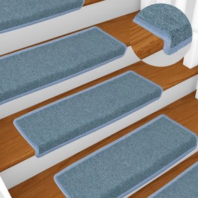 vidaXL Πατάκια Σκαλοπάτια 15 τεμ. 65x21x4 εκ. Θαλασσί με Ορθογώνια Άκρη