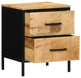 vidaXL Κομοδίνο Καφέ και μαύρο 40 x 35 x 50 εκ. Μασίφ ξύλο μάνγκο