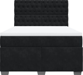 vidaXL Κρεβάτι Boxspring με Στρώμα Μαύρο 140x190 εκ. Βελούδινο