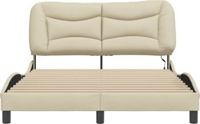 vidaXL Πλαίσιο κρεβατιού με LED χωρίς στρώμα Hvar Κρέμα 120x200 cm Ύφασμα